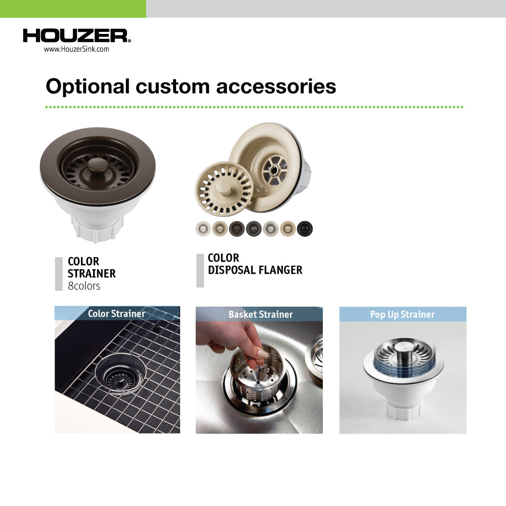 Houzer Quartztone 33" Apron Front Farmhouse Granite Composite Workstation Kitchen Sink with Accessories