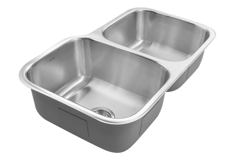 Houzer Medallion 32" Stainless Steel Undermount 60/40 Double Bowl Kitchen Sink with Small Bowl, Nested 20-Pack