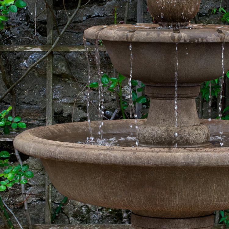 Wiltshire Tiered Cast Stone Fountain – Aged Limestone Finish
