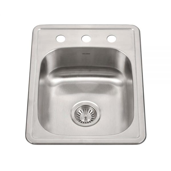 Houzer Glowtone ADA Compliant 17 inch Stainless Steel Drop-in Topmount 3-hole Large Bar and Prep Sink