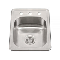 Thumbnail for Houzer Glowtone ADA Compliant 17 inch Stainless Steel Drop-in Topmount 3-hole Large Bar and Prep Sink