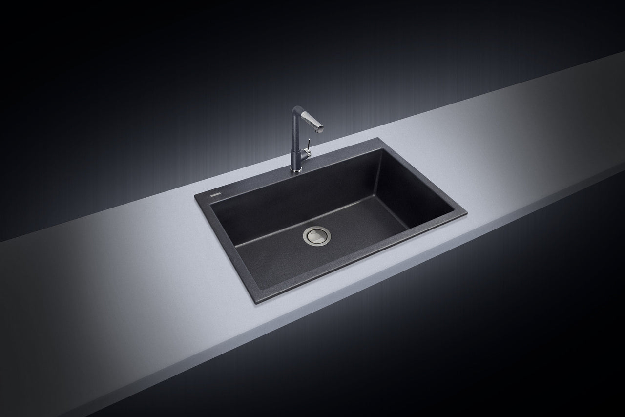 LaToscana 33" One Series Single Bowl Drop-In Quartz Kitchen Sink in Brown