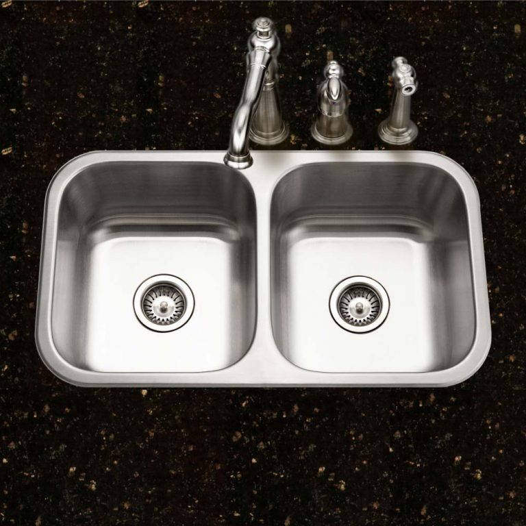 Houzer Belleo 32 inch Stainless Steel Drop-in Topmount 50/50 Double Bowl Kitchen Sink with Strainers & Grids