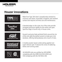 Thumbnail for Houzer Belleo 23 inch Stainless Steel Drop-in Topmount Single Bowl Kitchen Sink with Strainer & Grid