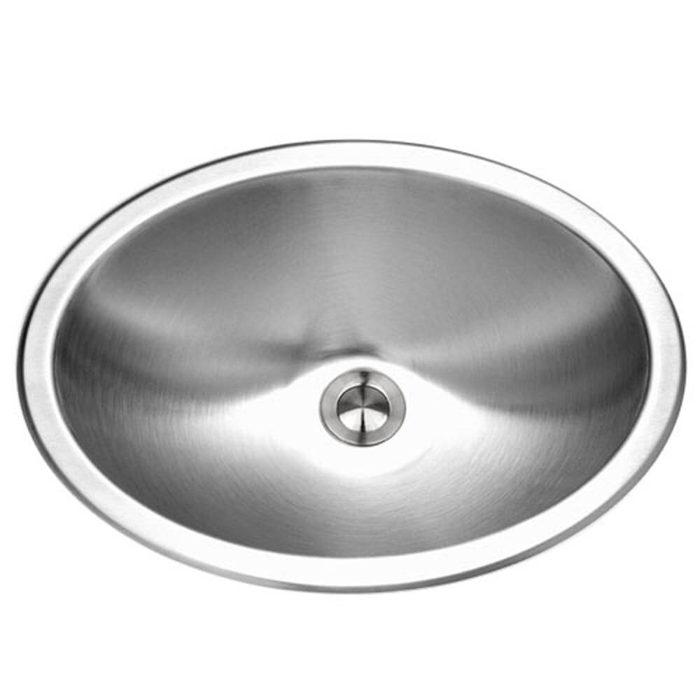 Houzer Opus 18 inch Stainless Steel Drop-in Oval Bowl Bathroom Sink with Overflow Drain Assembly