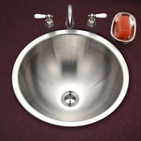 Thumbnail for Houzer Opus 16 inch Stainless Steel Drop-in Topmount Round Bowl Bathroom Sink without Overflow, Nested 40-Pack