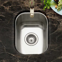 Thumbnail for Houzer Club 13 inch Stainless Steel Undermount Small Bar and Prep Sink with Strainer & Bottom Grid