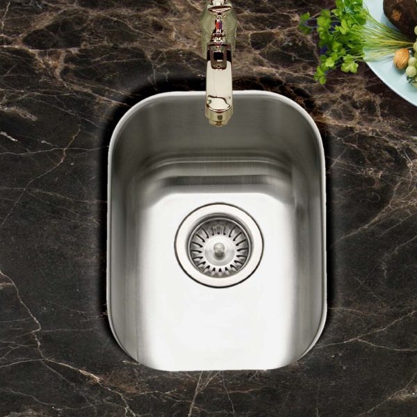 Houzer Club 14 inch Stainless Steel Undermount Medium Bar and Prep Sink with Strainer & Bottom Grid