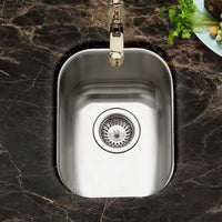 Thumbnail for Houzer Club 14 inch Stainless Steel Undermount Medium Bar and Prep Sink with Strainer & Bottom Grid