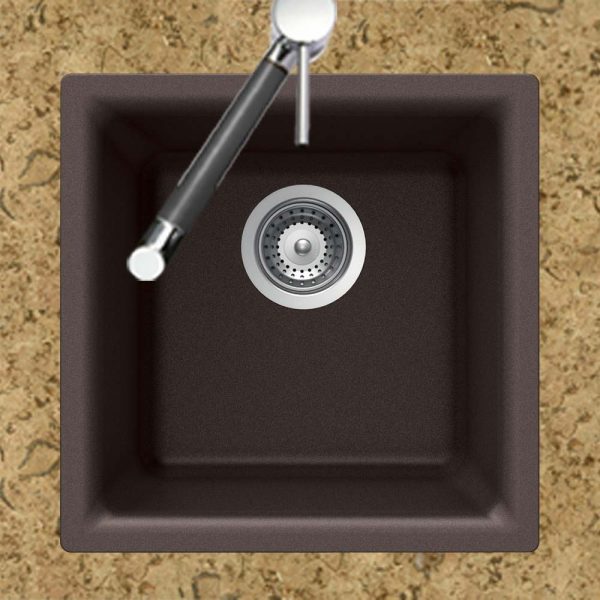Houzer Quartztone 16 inch Granite Composite Dual Mount Topmount or Undermount Single Bowl Bar Sink