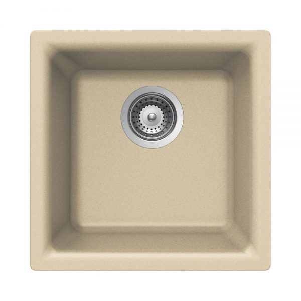 Houzer Quartztone 16 inch Granite Composite Dual Mount Topmount or Undermount Single Bowl Bar Sink