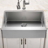 Thumbnail for Houzer Epicure 33 inch Stainless Steel Apron Front Single Bowl Kitchen Sink with Strainer & Grid