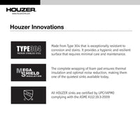Thumbnail for Houzer Epicure 33 inch Stainless Steel Apron Front Single Bowl Kitchen Sink with Strainer & Grid