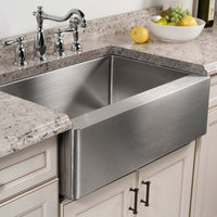 Thumbnail for Houzer Epicure 30 inch Apron Front Farmhouse Single Bowl Kitchen Sink with Strainer & Grid