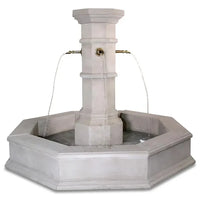 Thumbnail for Octavius Outdoor Concrete Column Fountain – Plumbed for Pond with Rustic Spouts