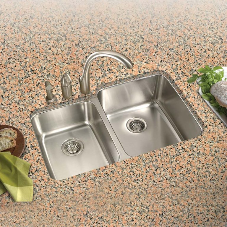 Houzer Medallion 32" Stainless Steel Undermount 60/40 Double Bowl Kitchen Sink with Small Bowl, Nested 20-Pack