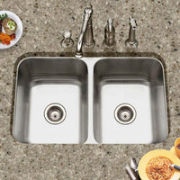 Thumbnail for Houzer Medallion Gourmet 31 inch Stainless Steel Undermount 50/50 Double Bowl Kitchen Sink, Nested 20-Pack