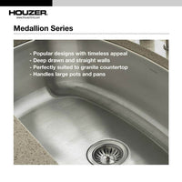 Thumbnail for Houzer Medallion Designer Series Stainless Steel Undermount Single D-Bowl Kitchen Sink – Nested 20-Pack