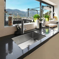 Thumbnail for Houzer Nouvelle 31 inch Stainless Steel Undermount Single Bowl Kitchen Sink with Strainer & Grid