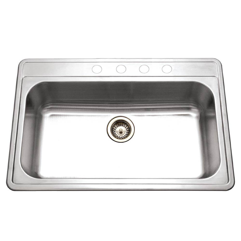 Houzer Premier 33 inch Stainless Steel Drop-in Topmount Single Bowl Kitchen Sink, Nested 20-Pack