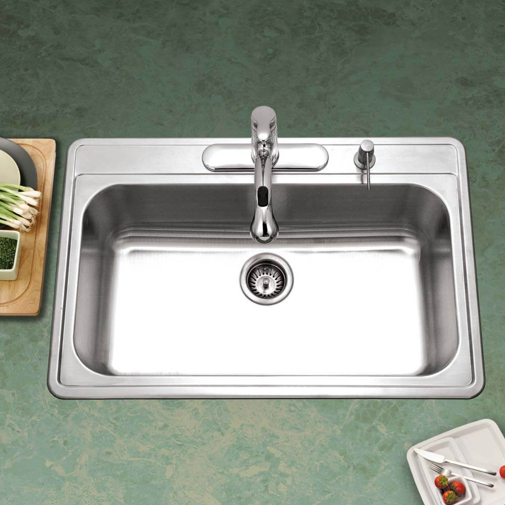Houzer Premier 33 inch Stainless Steel Drop-in Topmount Single Bowl Kitchen Sink, Nested 20-Pack