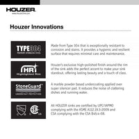Thumbnail for Houzer Premier 41 inch Stainless Steel Drop-in Topmount 4-hole Triple Bowl Kitchen Sink with Strainers & Grids