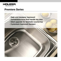 Thumbnail for Houzer Premier 41 inch Stainless Steel Drop-in Topmount 4-hole Triple Bowl Kitchen Sink, Nested 20-Pack