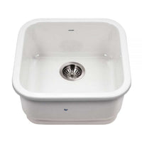 Thumbnail for Houzer Platus White Fireclay Square Undermount Single Bowl Bar Sink
