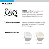 Thumbnail for Houzer Platus White Fireclay Square Undermount Single Bowl Bar Sink