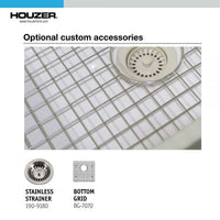 Thumbnail for Houzer Platus White Fireclay Square Undermount Single Bowl Bar Sink