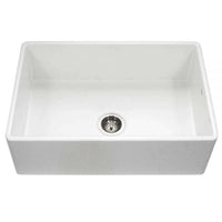 Thumbnail for Houzer Platus White Fireclay Apron Front Farmhouse Single Bowl Kitchen Sink