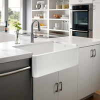 Thumbnail for Houzer Platus White Fireclay Apron Front Farmhouse Single Bowl Kitchen Sink