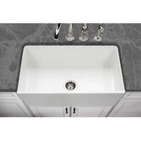Thumbnail for Houzer Platus White Fireclay Apron Front Farmhouse Single Bowl Kitchen Sink