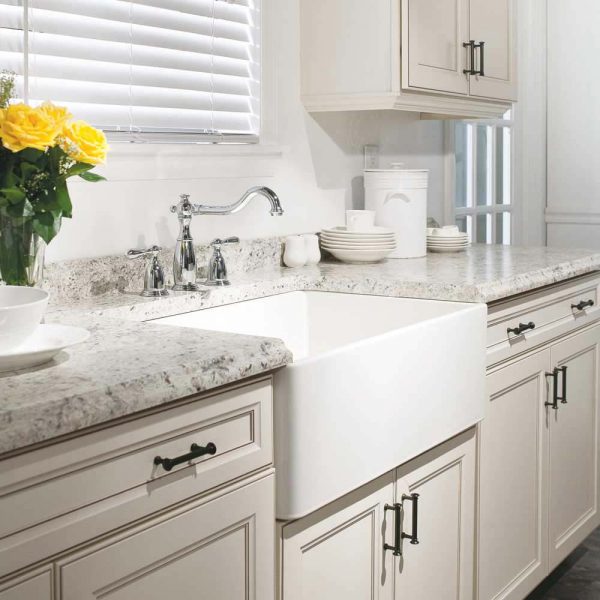 Houzer Platus White Fireclay Apron Front Farmhouse Single Bowl Kitchen Sink with Strainer & Grid
