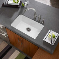 Thumbnail for Houzer Platus White Fireclay Undermount Single Bowl Kitchen Sink