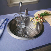 Thumbnail for Houzer Hospitality 18 inch Stainless Steel Drop-in Topmount Round Bar and Prep Sink