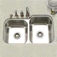Thumbnail for Houzer Eston Stainless Steel Undermount Double Small Bowl Offset Kitchen Sink, Nested 20-Pack