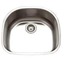 Thumbnail for Houzer Eston 24 inch Stainless Steel Undermount Single D Bowl Kitchen Sink with Strainer & Bottom Grid
