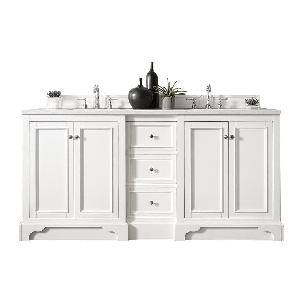 James Martin De Soto 72" Double Vanity Vanity James Martin Bright White w/ 3 CM Arctic Fall Solid Surface Top 
