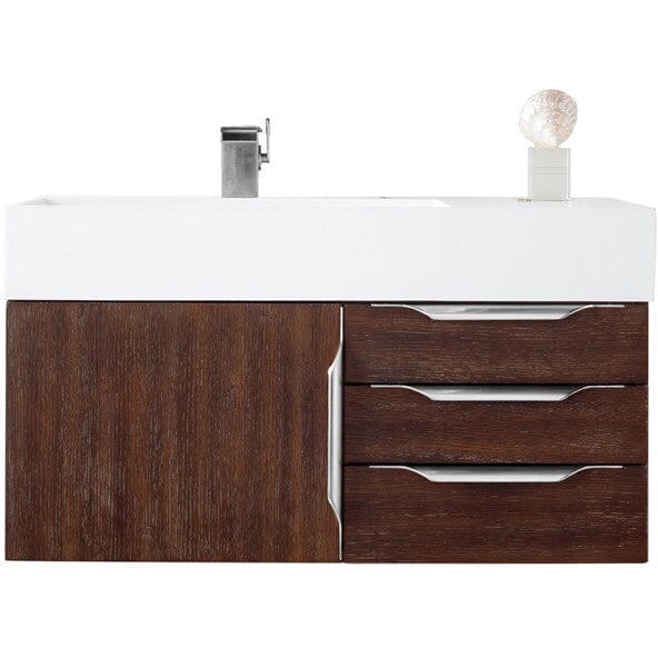 James Martin Mercer Island 36" Single Vanity Vanity James Martin Coffee Oak w/ Glossy White Composite Top 