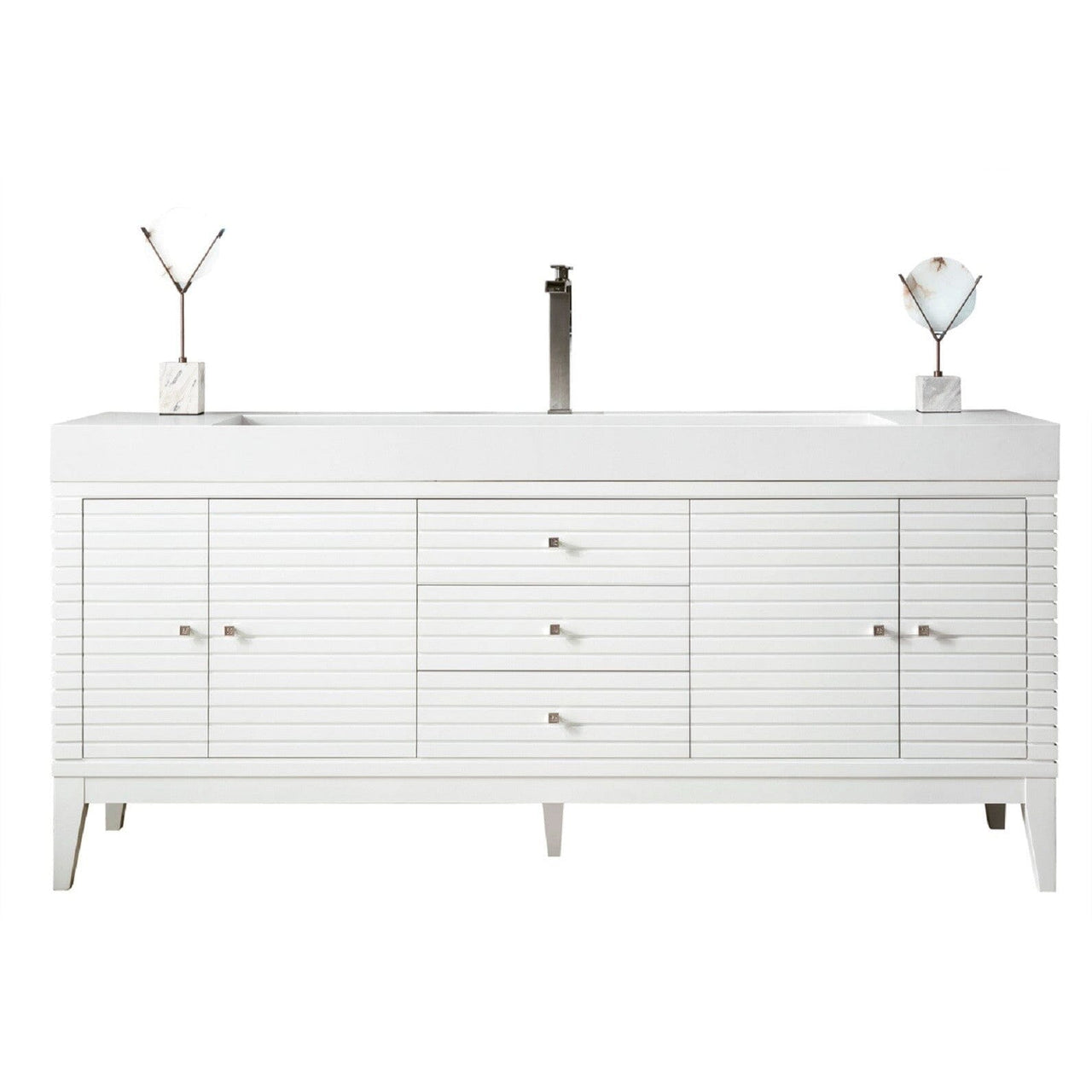James Martin Linear 72" Single Vanity Vanity James Martin Glossy White w/ Glossy White Composite Top 