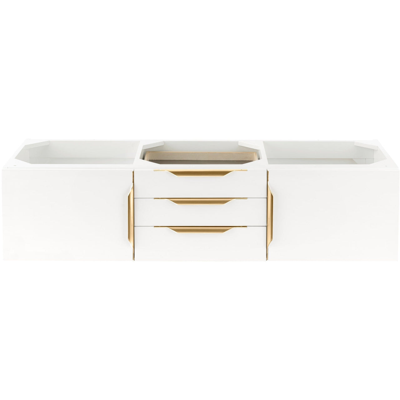 James Martin Mercer Island 59" Double Vanity Vanity James Martin Glossy White - Radiant Gold Cabinet Only 