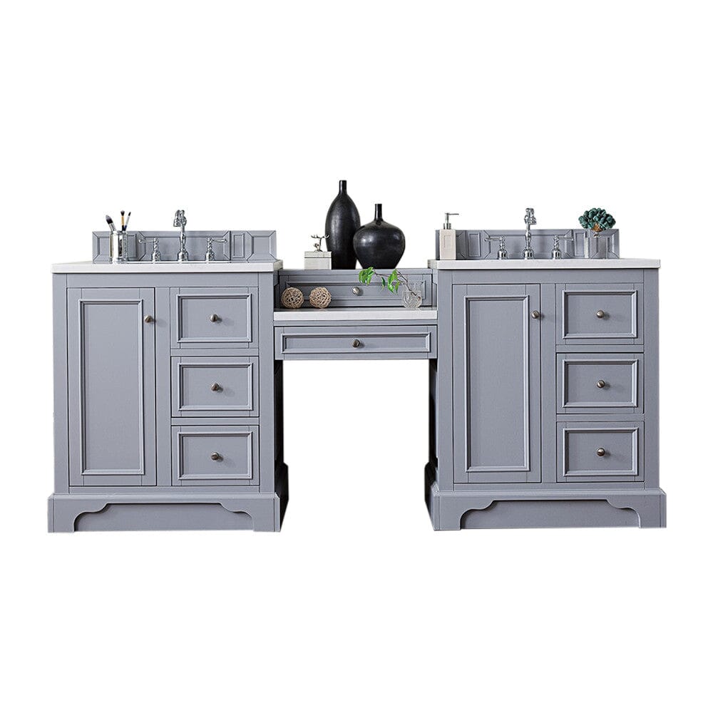 James Martin De Soto 82" Double Vanity Set Vanity James Martin Silver Gray w/ 3 CM Arctic Fall Solid Surface Top 