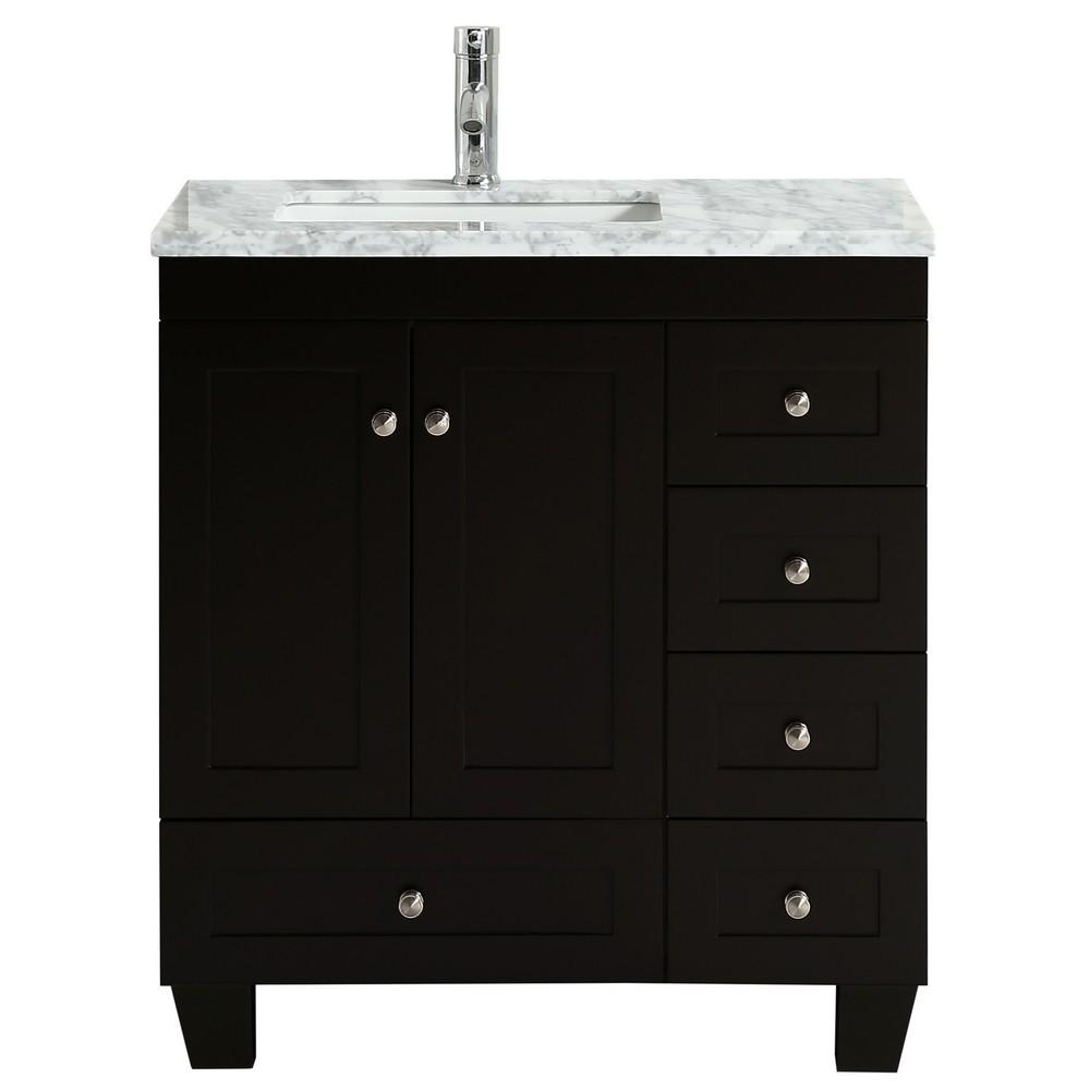 Eviva Happy 30″ x 18″ Transitional Bathroom Vanity w/ White Carrara Top Vanity Eviva Espresso 