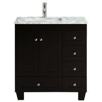 Thumbnail for Eviva Happy 30″ x 18″ Transitional Bathroom Vanity w/ White Carrara Top Vanity Eviva Espresso 