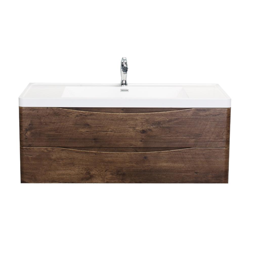 Eviva Smile 48″ Wall Mount Modern Bathroom Vanity w/ White Integrated Top Bathroom Vanity Eviva Rosewood 