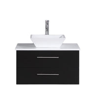 Thumbnail for Totti Wave 24″ Modern Bathroom Vanity w/ Super White Man-Made Stone Top & Sink Vanity Eviva Espresso 