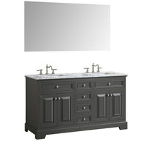 Thumbnail for Eviva Monroe 60″ Gray Transitional Double Sink Bathroom Vanity w/ White Carrara Top Vanity Eviva 