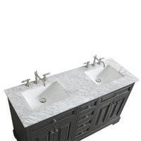 Thumbnail for Eviva Monroe 60″ Gray Transitional Double Sink Bathroom Vanity w/ White Carrara Top Vanity Eviva 