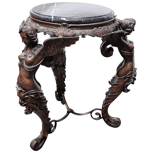 AFD Three Winged Ladies Bronze Center Table Tables AFD Antique 